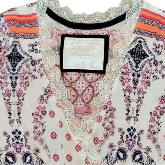 Abercrombie & Fitch Sleep Wear Floral Lace Multi Color Romper Festival Size XS - Picture 5 of 5